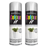 2X Paint Factory White Gloss Spray Paint 250ml Spray Paint